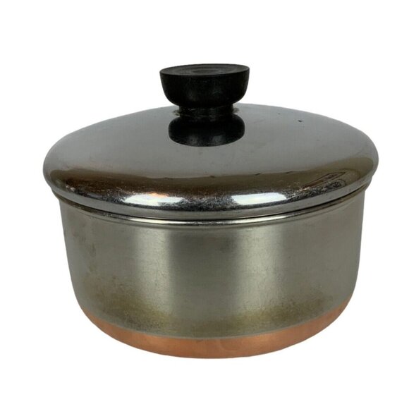 Revere Ware 1.5qt Copper Clad Stainless Steel Saucepan Lid Riverside CA Pre 1968 - Picture 5 of 9